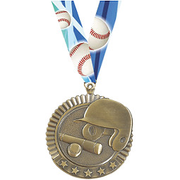 Baseball Medal - Baseball Star Medal with Ribbon