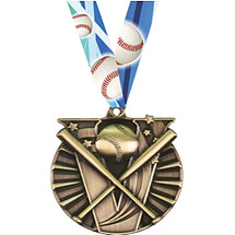 Victory Baseball Medal with Neck Ribbon 