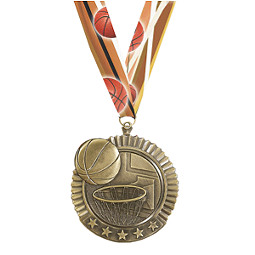 Basketball Star Medal with Ribbon