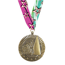 2 3/4" Cheerleading Star Medal with Ribbon