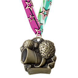 2 1/4" Cheerleading Medal with Ribbon
