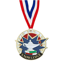 2" Colorful Knowledge Medal with Neck Ribbon