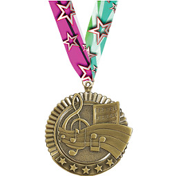 2 3/4" Music Star Medal with Ribbon