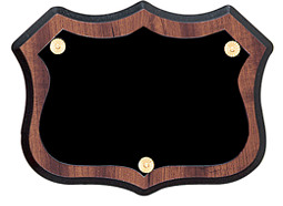 5 1/2 x 6 1/2" Badge-Shape Black Brass Shield Plaque