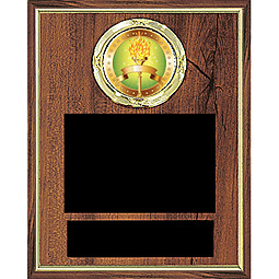 6 x 8" Individual Employee Plaque w/Emblem and 2 Black Brass Plates