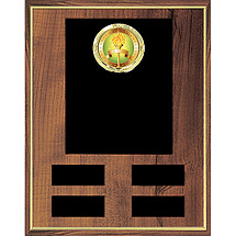 9 x 12" Perpetual Plaque w/Emblem and 4 Black Brass Ind. Plates