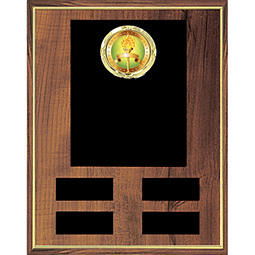 9 x 12" Perpetual Plaque w/Emblem and 4 Black Brass Ind. Plates