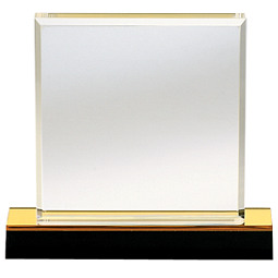 Acrylic Corporate Award, Beveled Edge, Gold Base