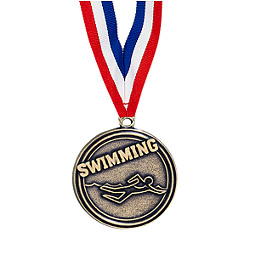 2" Swimming Medal with Ribbon