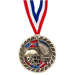 Football Glitter Medal - 2 1/2"