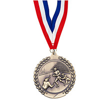 Large 2 3/4" Football Laurel Wreath Medal with Ribbon