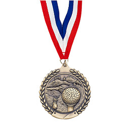 Small 1 3/4" Golf Laurel Wreath Medal with Ribbon