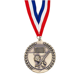 Large 2 3/4" Hockey Laurel Wreath Medal with Ribbon