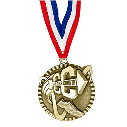 2" Cross Country Victorious Medal with Ribbon