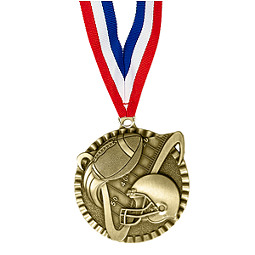 2" Football Victorious Medal with Ribbon