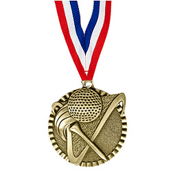 2" Golf Victorious Medal with Ribbon