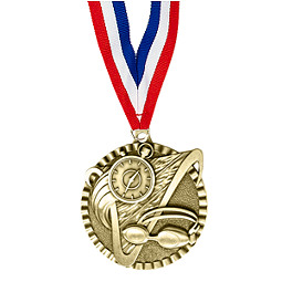 2" Swim Victorious Medal with Ribbon