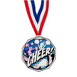 1 7/8" Cheerleading Decagon Medal with Ribbon