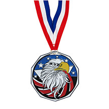 1 7/8" Eagle Decagon Medal with Ribbon