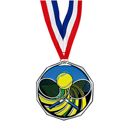 1 7/8" Tennis Decagon Medal with Ribbon