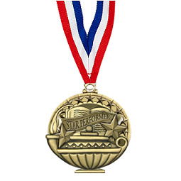2" Star Performer Medal with 30 in. Neck Ribbon