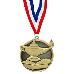 Education Medal - Cast Lamp of Learning Medals with Ribbon