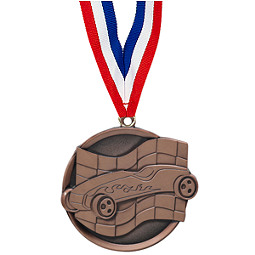 2 1/4" Bronze Pinewood Derby Medal with Ribbon