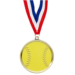 Softball Medal - Cast Softball Medals with Ribbon
