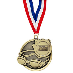 Swim Medal - Cast Swimming Medals with Ribbon