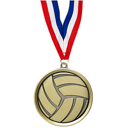 Volleyball Medal - Cast Volleyball Medals with Ribbon