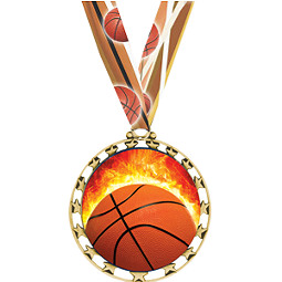 Basketball Medal - Sports Star Series Medal with Neck Ribbon
