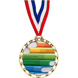 Education Medal - 2 1/2" Sports Star Series Medal with 30" Neck Ribbon