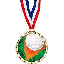 Golf Medal - 2 1/2" Sports Star Series Medal with 30" Neck Ribbon