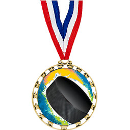 Hockey Medal - 2 1/2" Sports Star Series Medal with 30" Neck Ribbon