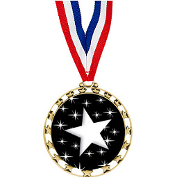Star Medal - 2 1/2" Sports Star Series Medal with 30" Neck Ribbon
