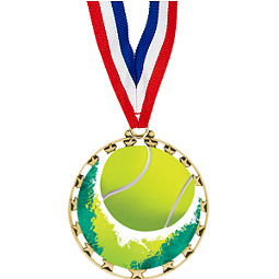 Tennis Medal - 2 1/2" Sports Star Series Medal with 30" Neck Ribbon