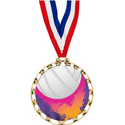 Volleyball Medal - 2 1/2" Sports Star Series Medal with 30" Neck Ribbon