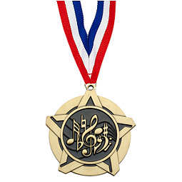 Music Academic Star Medal with Neck Ribbon