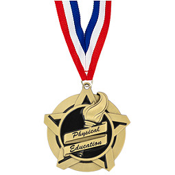 Physical Education Academic Star Medal with Free Neck Ribbon