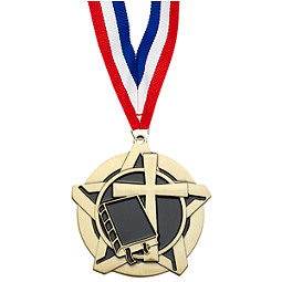 Religion Academic Star Medal with Free Neck Ribbon