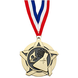 Science Academic Star Medal with Free Neck Ribbon