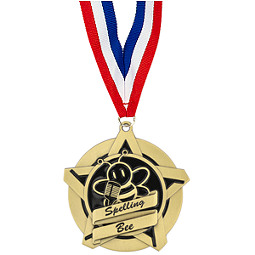 Spelling Bee Academic Star Medal with Free Neck Ribbon