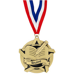 Writing Academic Star Medal with Free Neck Ribbon