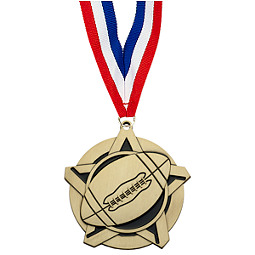 Football Medal - Football Star Medal with 30 in. Neck Ribbon