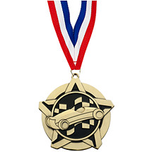 Derby Medal - Pinewood Derby Star Medal with 30 in. Neck Ribbon