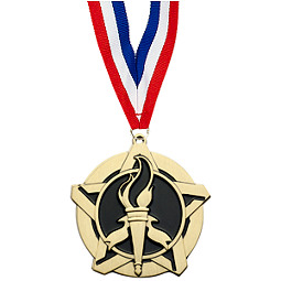 Victory Medal - Victory Star Medal with Free Neck Ribbon