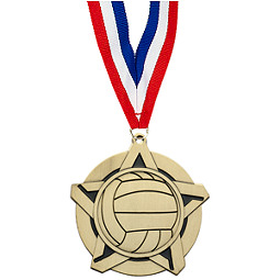 Volleyball Medal - Volleyball Star Medal with Free Neck Ribbon