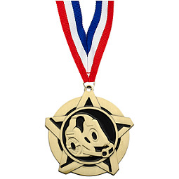 Wrestling Medal - Wrestling Star Medal with Free Neck Ribbon