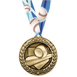 Baseball Medal - Large Baseball Achievement Wreath Medal