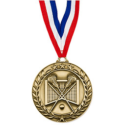 Lacrosse Medal - Large 2 3/4" Achievement Wreath Medal with Ribbon
